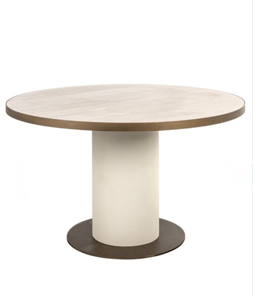 Elegant Tivi White and Gold Round 130 Dining Table