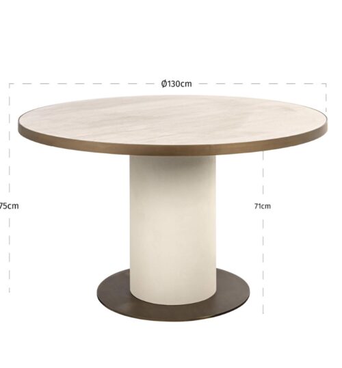 Elegant Tivi White and Gold Round 130 Dining Table - Image 2