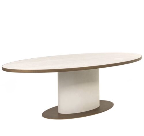Elegant Tivi White and Gold Oval 230 Dining Table
