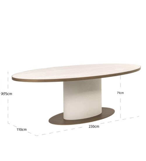 Elegant Tivi White and Gold Oval 230 Dining Table - Image 7